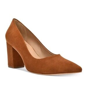 JOAN OLOFF Women's RILEY Suede Pointed Toe Block-Heel Pumps US 10M Autumn Kid